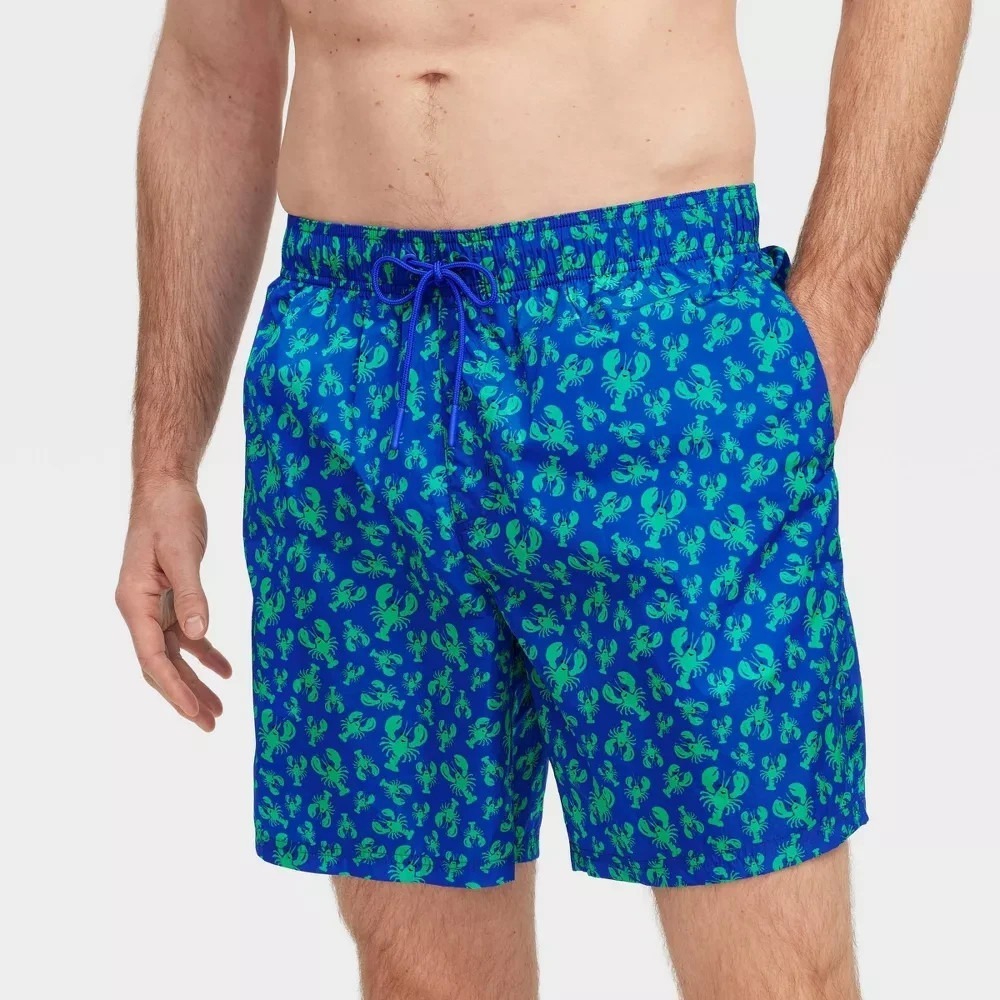 Roller Rabbit x Target Men's Lobster Swim Trunks Blue Size SMALL Shorts NWT
